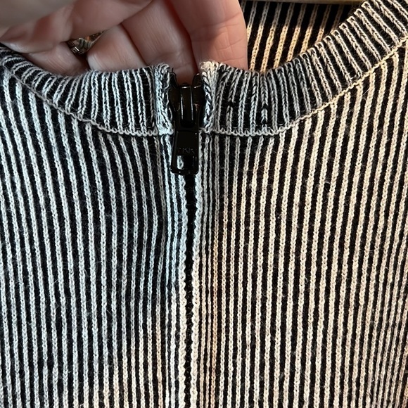 Cabi Cupid black white stripe cardigan sweater full zip 3/4 drop sleeve small - Picture 4 of 9